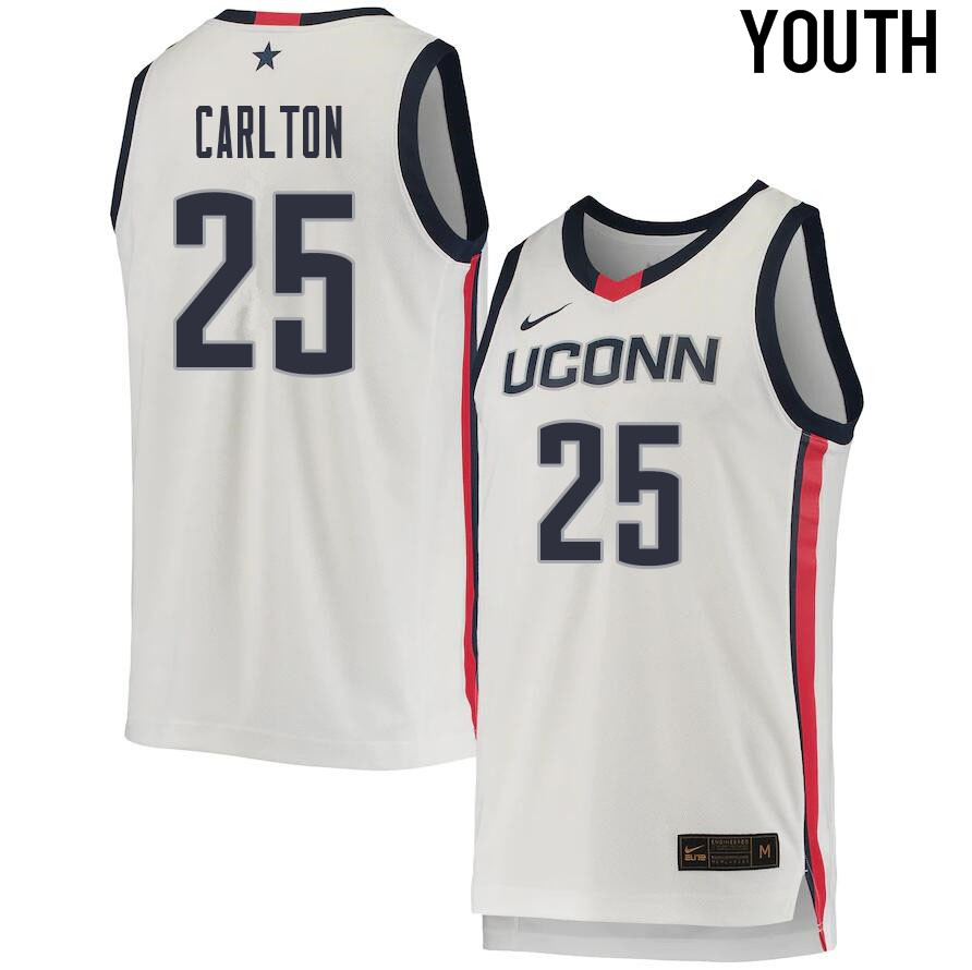 2021 Youth #25 Josh Carlton Uconn Huskies College Basketball Jerseys Sale-White - Click Image to Close